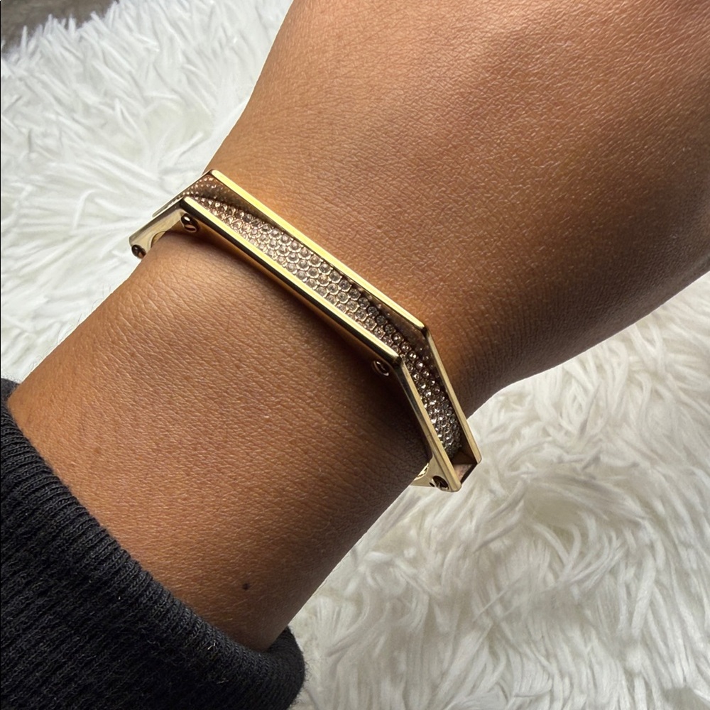 Swarovski Gold Crystal Pavé Bar Bangle Bracelet